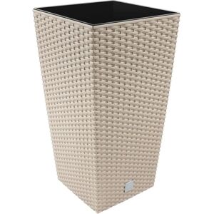 URBN Living H61cmxD32.5cm Beige Square Rattan Plant Pot - Plant Pot URBN Living H61cmxD32.5cm Beige Square Rattan Plant Pot - Plant Pot