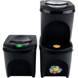 Zestaw 3 Koszy do Segregacji Prosperplast - 60L - Antracyt Zestaw 3 Koszy do Segregacji Prosperplast - 60L - Antracyt