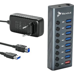 REAGLE - USB 3.1 PRO Active 8 portów - 36W - Srebrny - Hub REAGLE - USB 3.1 PRO Active 8 portów - 36W - Srebrny - Hub