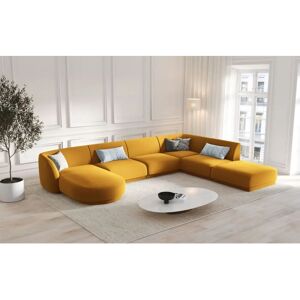 Canapea Micadoni Home - 6 Locuri Velur Galben 327x74x245cm Canapea Micadoni Home - 6 Locuri Velur Galben 327x74x245cm