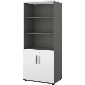 Kaiserkraft Portland Stauraum-Schrank - Dunkelgrau / Gebürstet Weiß Kaiserkraft Portland Stauraum-Schrank - Dunkelgrau / Gebürstet Weiß