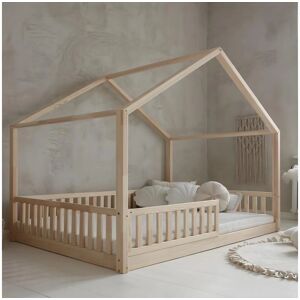 PETITS-MEUBLES Cama cabaña 140x200 - Fabricación europea, Madera natural, Somier incluido PETITS-MEUBLES Cama cabaña 140x200 - Fabricación europea, Madera natural, Somier incluido