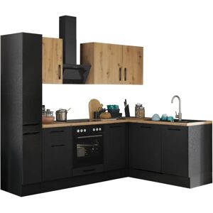 Balculina Turin Eckküche - Schwarz Matt Holzdekor - Komplettset Balculina Turin Eckküche - Schwarz Matt Holzdekor - Komplettset
