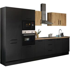 BALCULINA Turin Küchenmodul - Schwarz Matt Holzprint - 330cm Breite BALCULINA Turin Küchenmodul - Schwarz Matt Holzprint - 330cm Breite