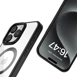 Gennemsigtig MagSafe-cover til iPhone 16 Pro Max - Sort ramme Gennemsigtig MagSafe-cover til iPhone 16 Pro Max - Sort ramme