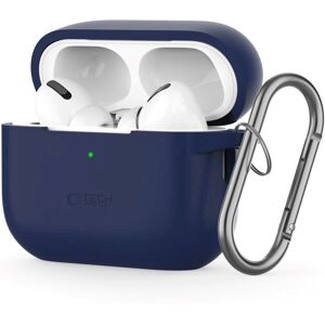 Mørkeblå silikonetrekk for Apple AirPods Pro (1. & 2. Gens) med karabinkrok - Trådløs lading Mørkeblå silikonetrekk for Apple AirPods Pro (1. & 2. Gens) med karabinkrok - Trådløs lading