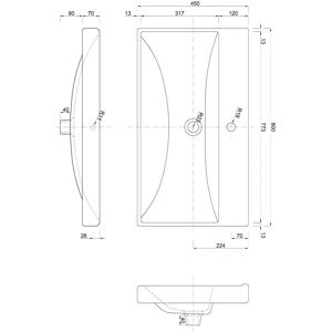 Emporia Weiß 80x45cm Einbauwaschbecken - Badezimmer Waschbecken Emporia Weiß 80x45cm Einbauwaschbecken - Badezimmer Waschbecken