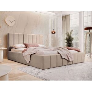 Łóżko MebleMWM z Pojemnikiem - Tapicerowane, 160x200, Ciemny Beż, Nowoczesny Design Łóżko MebleMWM z Pojemnikiem - Tapicerowane, 160x200, Ciemny Beż, Nowoczesny Design