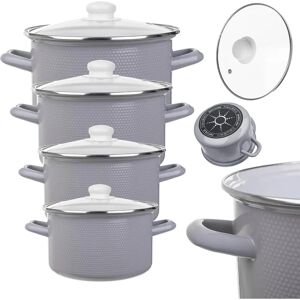 KADAX Enamel Cookware Set 8 pcs. Induction/Gas Steel+Lids - Cookware Set KADAX Enamel Cookware Set 8 pcs. Induction/Gas Steel+Lids - Cookware Set