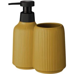 Kadax Yellow 2-in-1 Bathroom Set - Soap Dispenser & Toothbrush Holder Kadax Yellow 2-in-1 Bathroom Set - Soap Dispenser & Toothbrush Holder