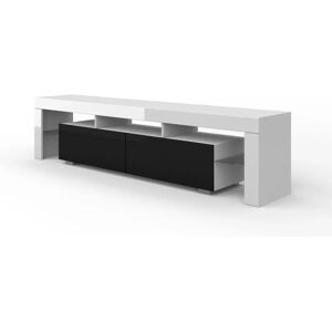 Soporte de TV AKL FURNITURE PRIVATE Tv190Bc Led Blanco y Negro Brillante - Madera de Ingeniería - 190x35x45 cm - Mueble de TV Soporte de TV AKL FURNITURE PRIVATE Tv190Bc Led Blanco y Negro Brillante - Madera de Ingeniería - 190x35x45 cm - Mueble de TV