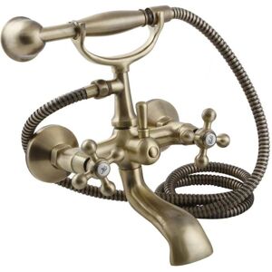 Kuchinox Elegancki antyczny mosiężny kran wannowy - Retro głowy + uchwyt prysznica Kuchinox Elegancki antyczny mosiężny kran wannowy - Retro głowy + uchwyt prysznica