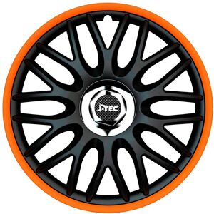 J-Tec 15 Inch Wheel Covers Black/Orange Chrome Ring Set of 4 J-Tec 15 Inch Wheel Covers Black/Orange Chrome Ring Set of 4
