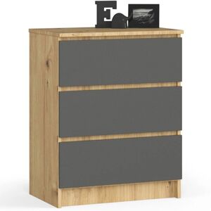 AKORD K60 Commode - 3 Tiroirs Style Scandinave Moderne - Publicité AKORD K60 Commode - 3 Tiroirs Style Scandinave Moderne - Publicité