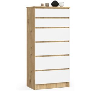 AKORD Rovere/Bianco 6 Cassetti - Cassettiera AKORD Rovere/Bianco 6 Cassetti - Cassettiera