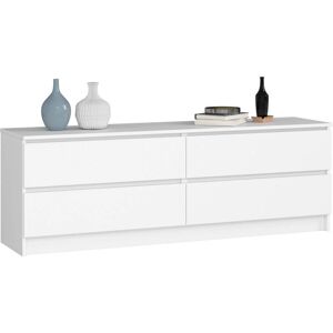 AKORD Weiße K160 Kommode - 4 Schubladen, 160x55x40 cm - Möbel AKORD Weiße K160 Kommode - 4 Schubladen, 160x55x40 cm - Möbel