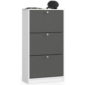 Organizzatore Scarpe AKORD - 3 Scomparti, Bianco/Grigio, 60cm - Armadietto per scarpe Organizzatore Scarpe AKORD - 3 Scomparti, Bianco/Grigio, 60cm - Armadietto per scarpe