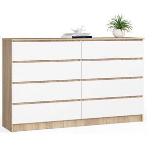 AKORD - Commode - Wit & Eik Sonoma - 8 lades - 160x40x99 cm AKORD - Commode - Wit & Eik Sonoma - 8 lades - 160x40x99 cm