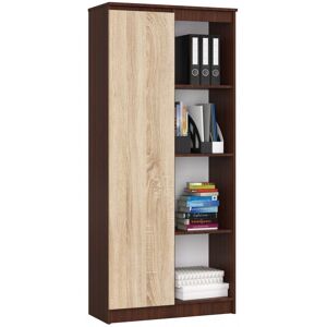 AKORD Toimistohylly - Wenge 80cm, 1 ovi, 4 hyllyä - Moderni Muotoilu AKORD Toimistohylly - Wenge 80cm, 1 ovi, 4 hyllyä - Moderni Muotoilu