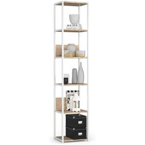 Estantería metálica blanca y roble Sonoma Akord - 40cm Diseño loft moderno Estantería metálica blanca y roble Sonoma Akord - 40cm Diseño loft moderno