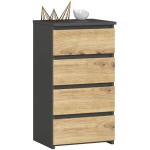 AKORD Commode Compacte Grise à 4 Tiroirs - Commode - Publicité AKORD Commode Compacte Grise à 4 Tiroirs - Commode - Publicité