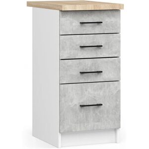 Armario de cocina AKORD - S40, Blanco, 40cm, 4 cajones - Almacenamiento de cocina Armario de cocina AKORD - S40, Blanco, 40cm, 4 cajones - Almacenamiento de cocina