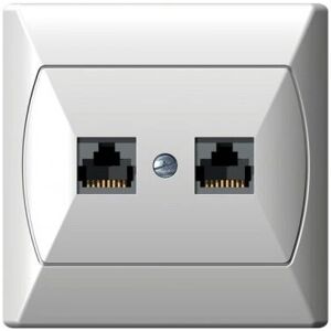 Enchufe doble RJ45 Ospel Akcent GPK-2A/F/00 Categoría 5e Blanco Enchufe doble RJ45 Ospel Akcent GPK-2A/F/00 Categoría 5e Blanco