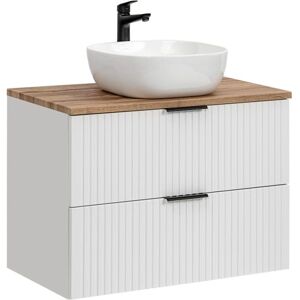 Biała wisząca szafka łazienkowa Comad z ceramiczną umywalką - Meble łazienkowe Biała wisząca szafka łazienkowa Comad z ceramiczną umywalką - Meble łazienkowe