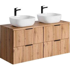 PETITS-MEUBLES Adriel Podwójna szafka pod umywalkę - Imitacja dębu, 120cm PETITS-MEUBLES Adriel Podwójna szafka pod umywalkę - Imitacja dębu, 120cm