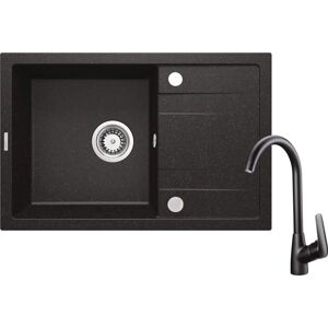 Lavello in granito nero Deante con miscelatore a 1 vasca e scolapiatti - Lavello Lavello in granito nero Deante con miscelatore a 1 vasca e scolapiatti - Lavello