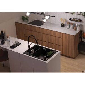 Évier en granit noir mat magnétique Deante 1,5 cuves - Publicité Évier en granit noir mat magnétique Deante 1,5 cuves - Publicité