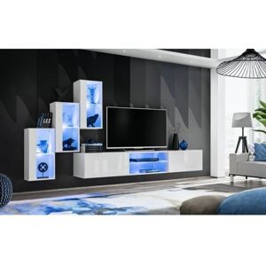 Meuble TV Mural Switch XXII avec LED - Blanc - Publicité Meuble TV Mural Switch XXII avec LED - Blanc - Publicité