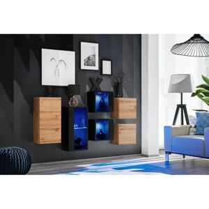 Meuble mural Switch SB IV - 150x80x30 cm - Noir et marron - Publicité Meuble mural Switch SB IV - 150x80x30 cm - Noir et marron - Publicité