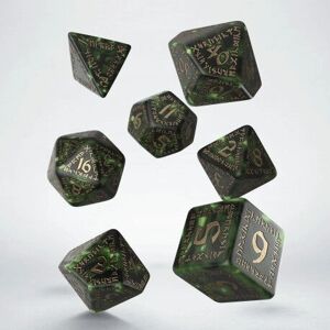 Q-Workshop Runic Dice Set - RPG Roleplay Game - Green & Gold - 7 Dice Q-Workshop Runic Dice Set - RPG Roleplay Game - Green & Gold - 7 Dice