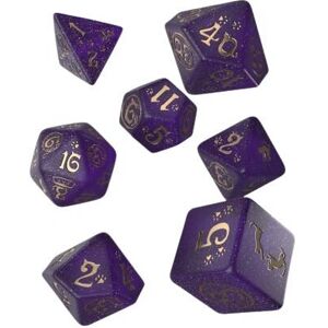 Set de Dados de Gatos: Purrito - 7 piezas Morado y Oro Set de Dados de Gatos: Purrito - 7 piezas Morado y Oro