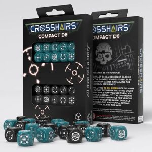 Q Workshop Compact Crosshairs D6 - Stormy & Black - Role playing game dice Q Workshop Compact Crosshairs D6 - Stormy & Black - Role playing game dice