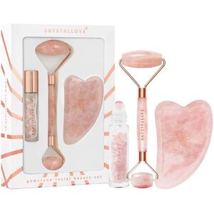 Crystallove Rose Quartz Beauty Set - Face Roller, Gua Sha & Refillable Roll-on Crystallove Rose Quartz Beauty Set - Face Roller, Gua Sha & Refillable Roll-on