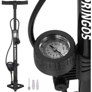 Pompe à vélo Springos avec Manomètre - 11 Bar - Tête Double - Publicité Pompe à vélo Springos avec Manomètre - 11 Bar - Tête Double - Publicité