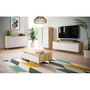 Tavolino scandinavo Calicosy - 1 cassetto - Legno chiaro & bianco - 100x60x37 cm Tavolino scandinavo Calicosy - 1 cassetto - Legno chiaro & bianco - 100x60x37 cm