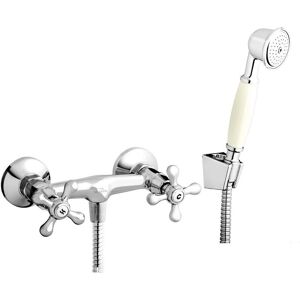 Invena Traditional Cross Head Shower Mixer Wall Mounted Kit Chrome - Shower Mixer Invena Traditional Cross Head Shower Mixer Wall Mounted Kit Chrome - Shower Mixer