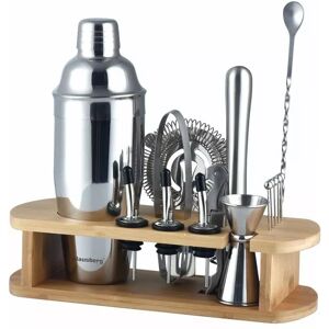Zestaw barowy srebrny Klausberg - 16 elementów, akcesoria do koktajli, stojak bambusowy Zestaw barowy srebrny Klausberg - 16 elementów, akcesoria do koktajli, stojak bambusowy