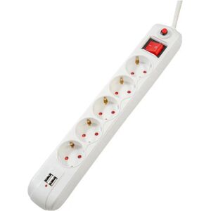 Extension électrique SPACER PP-5-45 USB 4.5m 5 Prises Blanches Extension électrique SPACER PP-5-45 USB 4.5m 5 Prises Blanches
