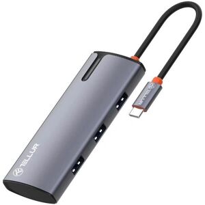 Hub USB-C Tellur - 100W PD, HDMI, 3xUSB 3.0 - Station d'accueil grise Hub USB-C Tellur - 100W PD, HDMI, 3xUSB 3.0 - Station d'accueil grise