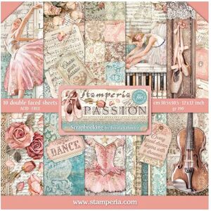 Stamperia Passion scrapbookpapper - 12x12 - Baksida Stamperia Passion scrapbookpapper - 12x12 - Baksida