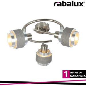 Rabalux Basil 3X Spot da soffitto in cromo opaco e rovere chiaro Rabalux Basil 3X Spot da soffitto in cromo opaco e rovere chiaro