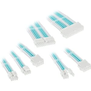Kolink Core Adept Braided Cable Extension Kit - Brilliant White / Powder Blue - Power Cable Kit Kolink Core Adept Braided Cable Extension Kit - Brilliant White / Powder Blue - Power Cable Kit