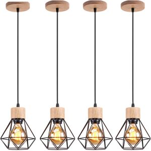 AXHUP Lampada a Sospensione Vintage Industriale in Legno - Lampada AXHUP Lampada a Sospensione Vintage Industriale in Legno - Lampada