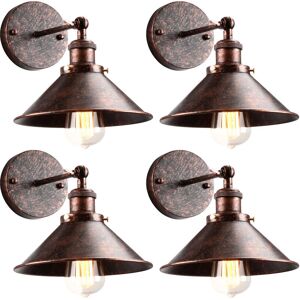 AXHUP - Vintage Industri Wandlampe - 4x E27 - Rostrot - 60W - Innenbeleuchtung AXHUP - Vintage Industri Wandlampe - 4x E27 - Rostrot - 60W - Innenbeleuchtung