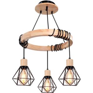 AXHUP Black Industrial Style Diamond Cage Chandelier with 3 Lights AXHUP Black Industrial Style Diamond Cage Chandelier with 3 Lights
