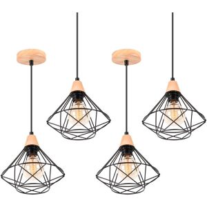 AXHUP Juego de 4 Lámparas Colgantes de Diamante Industrial - Lámpara de Techo para Dormitorio Sala de Estar Comedor AXHUP Juego de 4 Lámparas Colgantes de Diamante Industrial - Lámpara de Techo para Dormitorio Sala de Estar Comedor